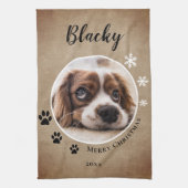 犬の素朴ペット写真メリークリスマス キッチンタオル (縦)