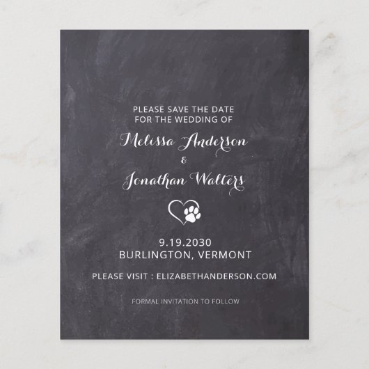 犬の素朴写真結婚予算は日付カードを保存 (裏面)