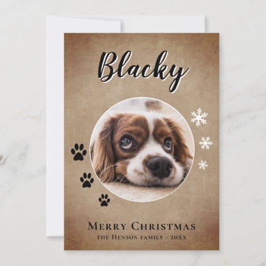 犬の素朴名前の写真メリークリスマスファミリー シーズンカード (正面)