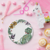 犬の素朴子犬のティール（緑がかった色）カラフルファームハウスキュート ペーパープレート (パーティー)