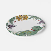 犬の素朴子犬のティール（緑がかった色）カラフルファームハウスキュート ペーパープレート (アングル)