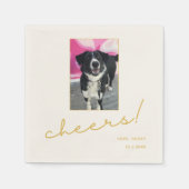 犬の結婚ナプキン金ゴールド応援ペットの写真 スタンダードカクテルナプキン (正面)