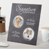 犬の結婚バーペットの写真のシグネチャーカクテル 台座サイン (インサイチュ)