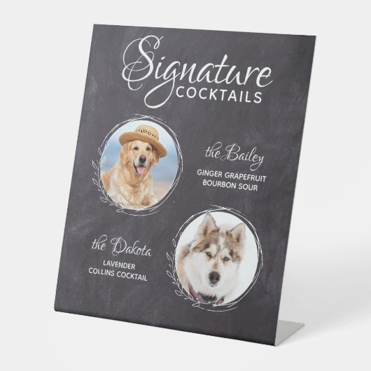 犬の結婚バーペットの写真のシグネチャーカクテル 台座サイン (正面)