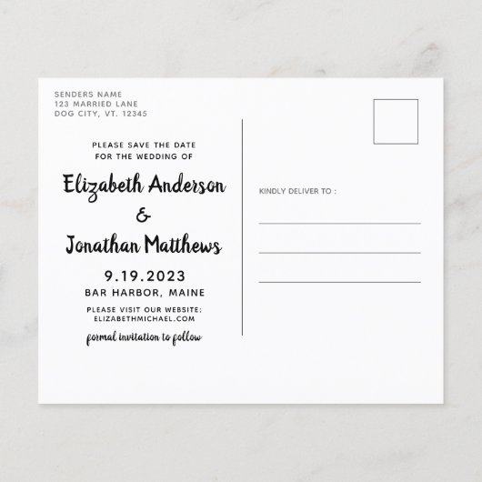 犬の結婚ペットの写真日付カードの予算を保存 (裏面)