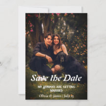 犬の結婚写真Save the Date Card招待状