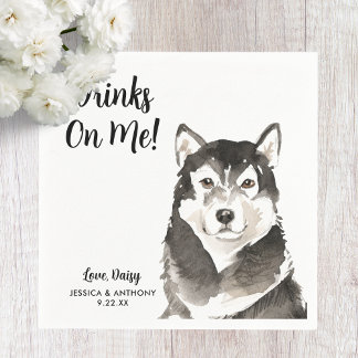 犬の結婚式のコクテル用ナプキン スタンダードカクテルナプキン