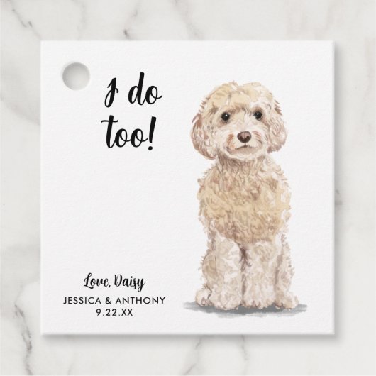 犬の結婚式の引き出物ラベル フェイバータグ (正面)