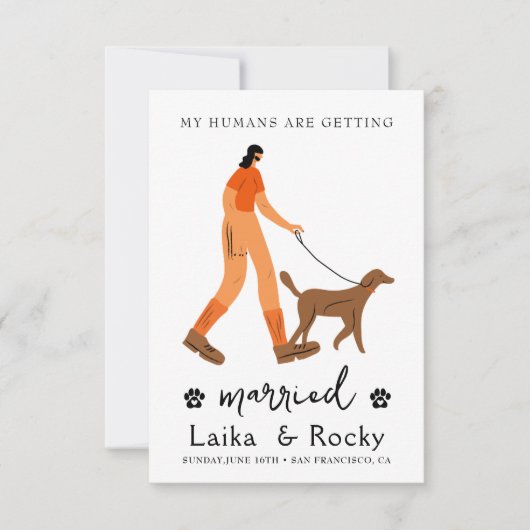 犬の結婚式の招待状 セーブザデート (正面)