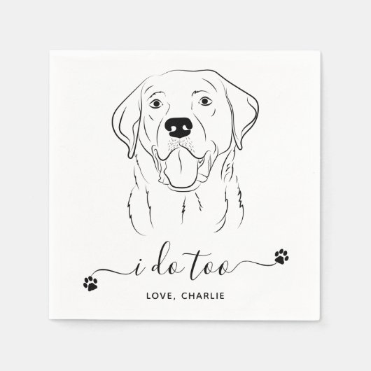 犬の結婚私はパーソナライズされたラブラドールカクテル スタンダードカクテルナプキン (正面)