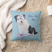 犬の絵画ポートレートの可愛いコリー縁どの子犬 クッション (ブランケット)