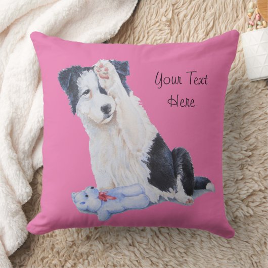 犬の絵画ポートレートの可愛いコリー縁どの子犬 クッション (ブランケット)