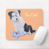 犬の絵画ポートレートの可愛いコリー縁どの子犬 マウスパッド (マウス)
