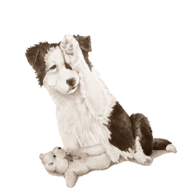 犬の絵画ポートレートの可愛いコリー縁どの子犬 腕時計 (クリエイターアップロード済み)