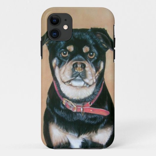 犬の絵画ポートレートの黒とタンパグ Case-Mate iPhoneケース (裏面)