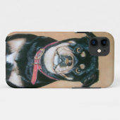 犬の絵画ポートレートの黒とタンパグ Case-Mate iPhoneケース (裏面(横))