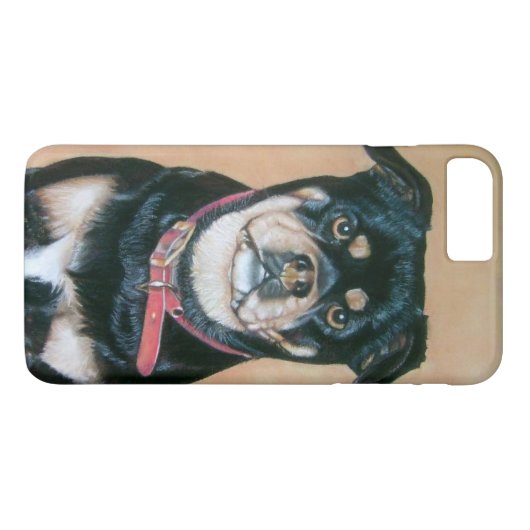 犬の絵画ポートレートの黒とタンパグ Case-Mate iPhoneケース (裏面(横))