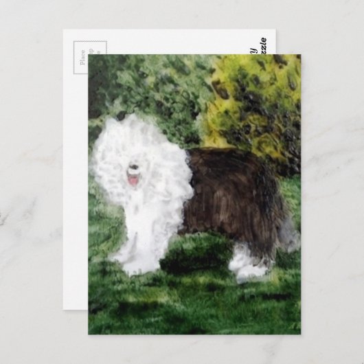 犬の絵画古いイギリスの牧羊犬 ポストカード (正面/裏面)