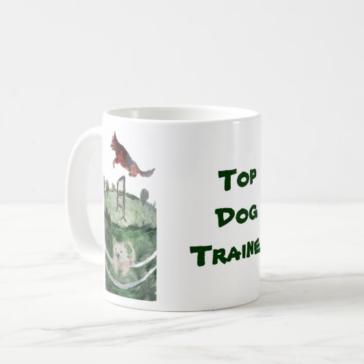 犬の絵画敏捷性パーソナライズされた コーヒーマグカップ (正面左)