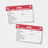 犬の緊急医療情報カード バッジ (正面＆裏面)