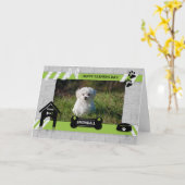 犬の緑の父の日からホルツのペットの写真 カード (黄色い花)