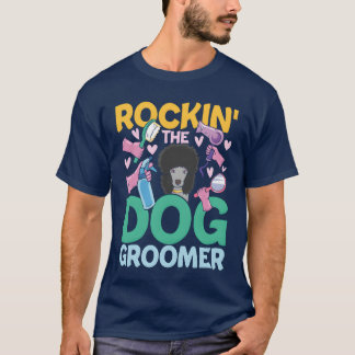犬の美容師ヴィンテージのためのロッキンエ犬トリマー Tシャツ