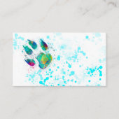 犬の肉印刷カラフル水色絵を描デザイン 名刺 (正面)