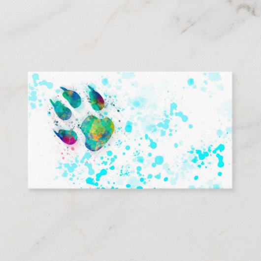 犬の肉印刷カラフル水色絵を描デザイン 名刺 (正面)