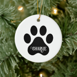 犬の肉球ネーム シルエット デザイン セラミックオーナメント