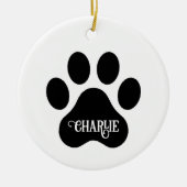 犬の肉球ネーム シルエット デザイン セラミックオーナメント (正面)