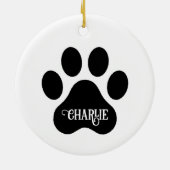 犬の肉球ネーム シルエット デザイン セラミックオーナメント (裏面)