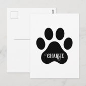 犬の肉球ネーム シルエット デザイン ポストカード (正面/裏面)