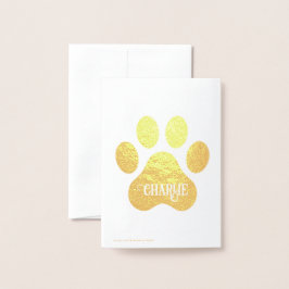犬の肉球ネーム シルエット デザイン 箔カード