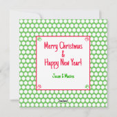 犬の肉球プリントの赤と緑のリースの写真 シーズンカード (裏面)