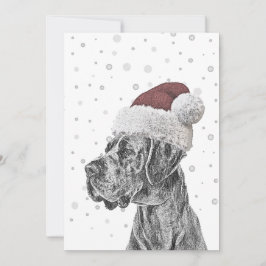 犬の肖像と肉球のプリントのクリスマスカード 招待状