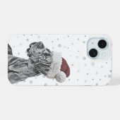犬の肖像画 クリスマス フォンケース iPhone 15ケース (裏面横)