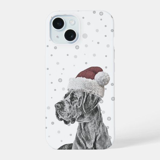 犬の肖像画 クリスマス フォンケース iPhone 15ケース (裏面)
