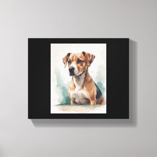 犬の肖像 水彩画 キャンバスプリント (正面)