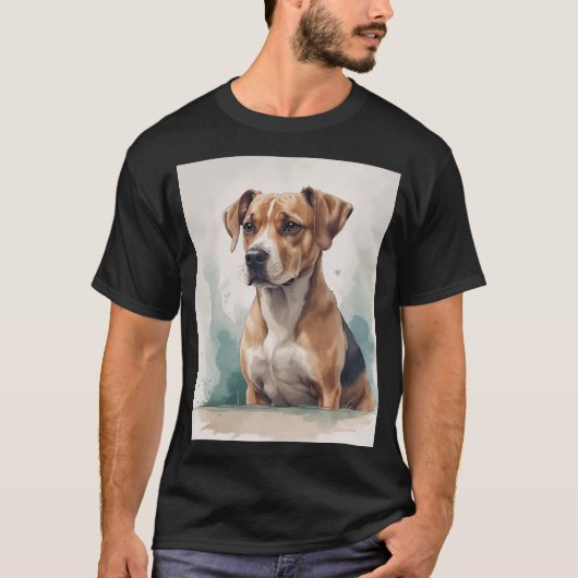 犬の肖像 水彩画 Tシャツ (正面)