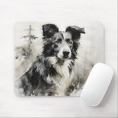 犬の自然インク画 マウスパッド (マウス)