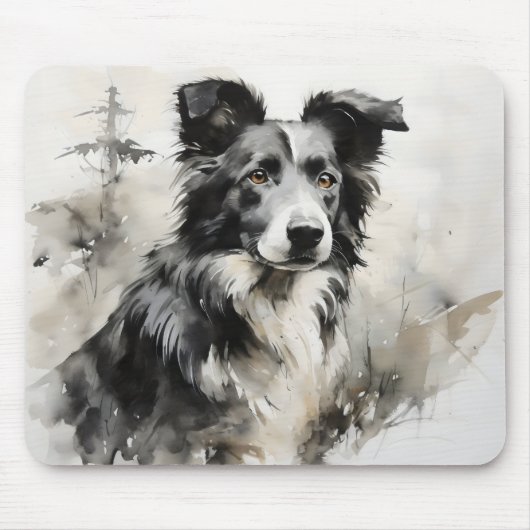 犬の自然インク画 マウスパッド (正面)