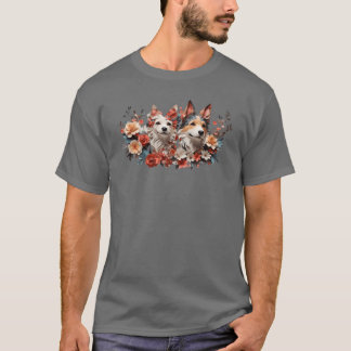 犬の花おもしろギフト Tシャツ