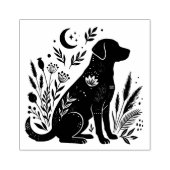 犬の花のシルエット 天体植物アート ラバースタンプ (インプリント)
