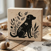 犬の花のシルエット 天体植物アート ラバースタンプ