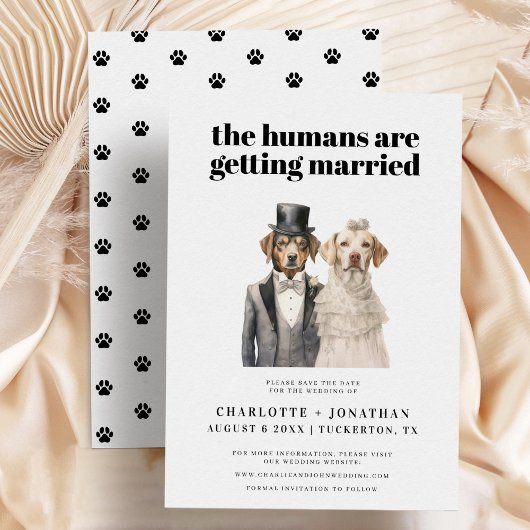 犬の花嫁と花婿おもしろいの結婚式の日付を保存 セーブザデート