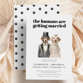犬の花嫁と花婿の面白い結婚式の招待状 セーブザデート