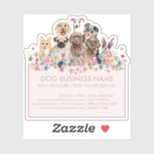 犬の花赤面ピンク四角形フレーム シール (シート)