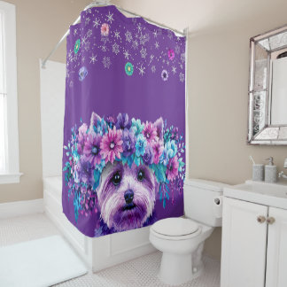 犬の花 シャワーカーテン