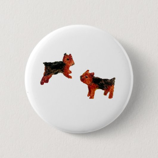 犬の芸術のかわいいテリア 缶バッジ (正面)