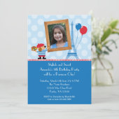 犬の芸術家の写真のBirtdayのフランスのな招待状 招待状 (スタンド正面)